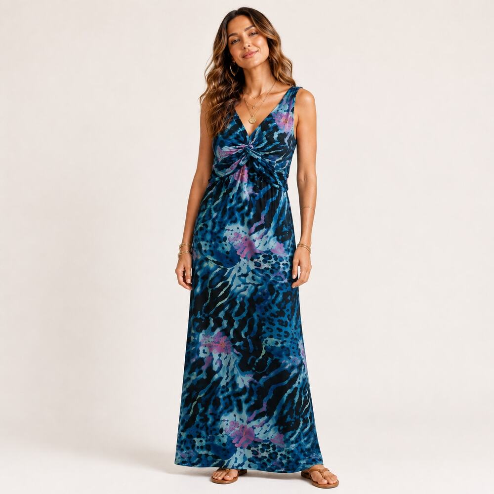 Fashion Bug Sleeveless Dress Women's Size XL Multicolor Maxi Casual Boho Y2K
